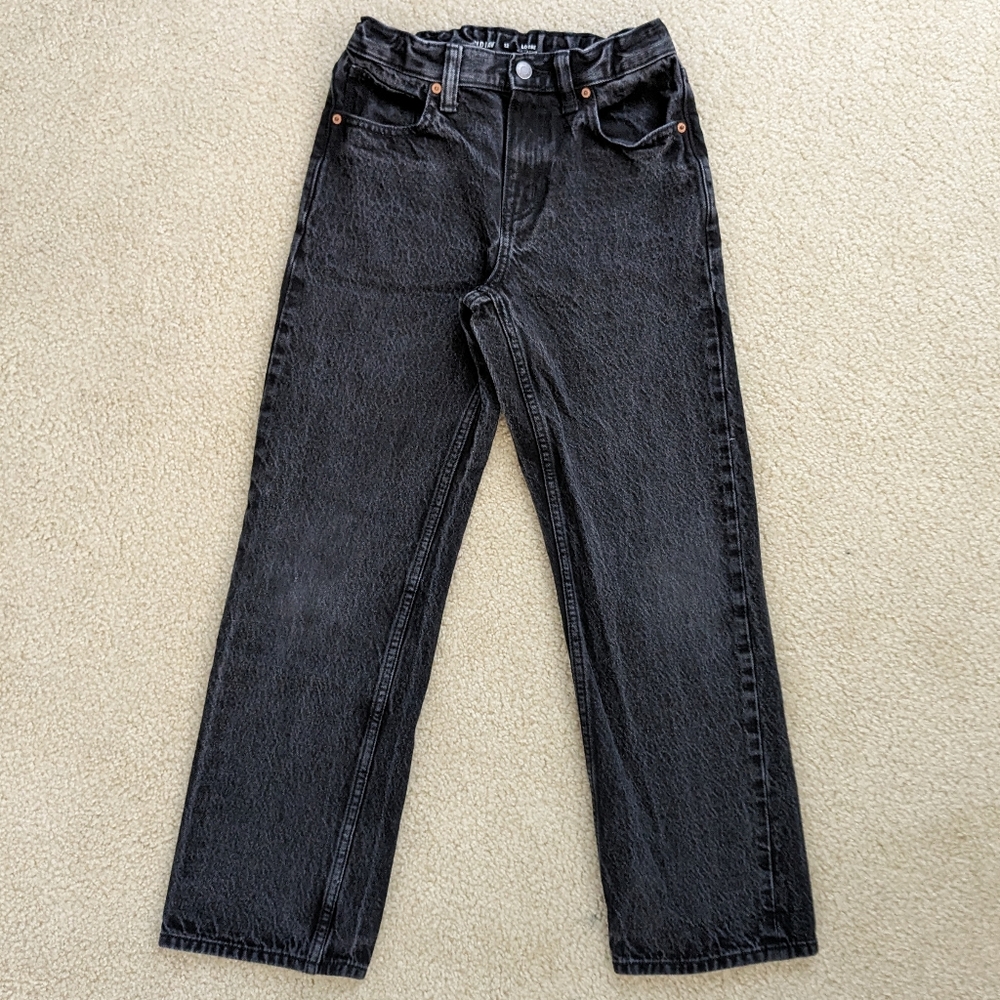 Boys Old Navy Black Stone Washed Loose Fit Jeans (Size 12)